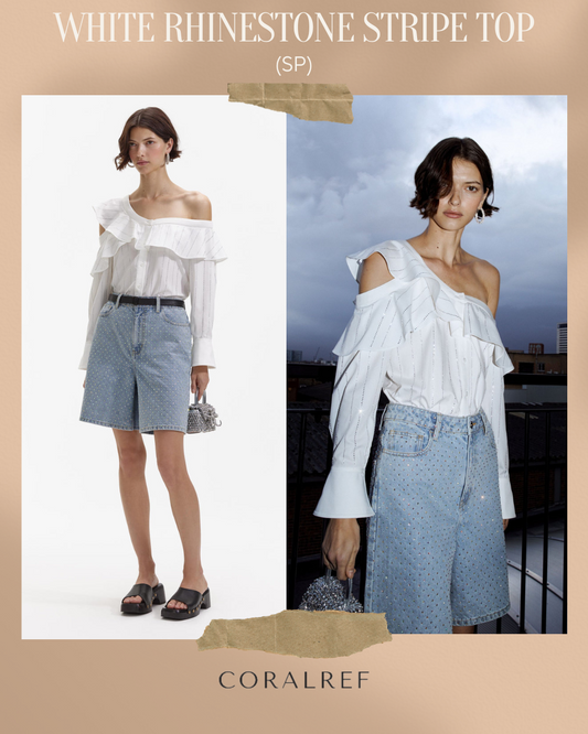 SP White Rhinestone Stripe Top