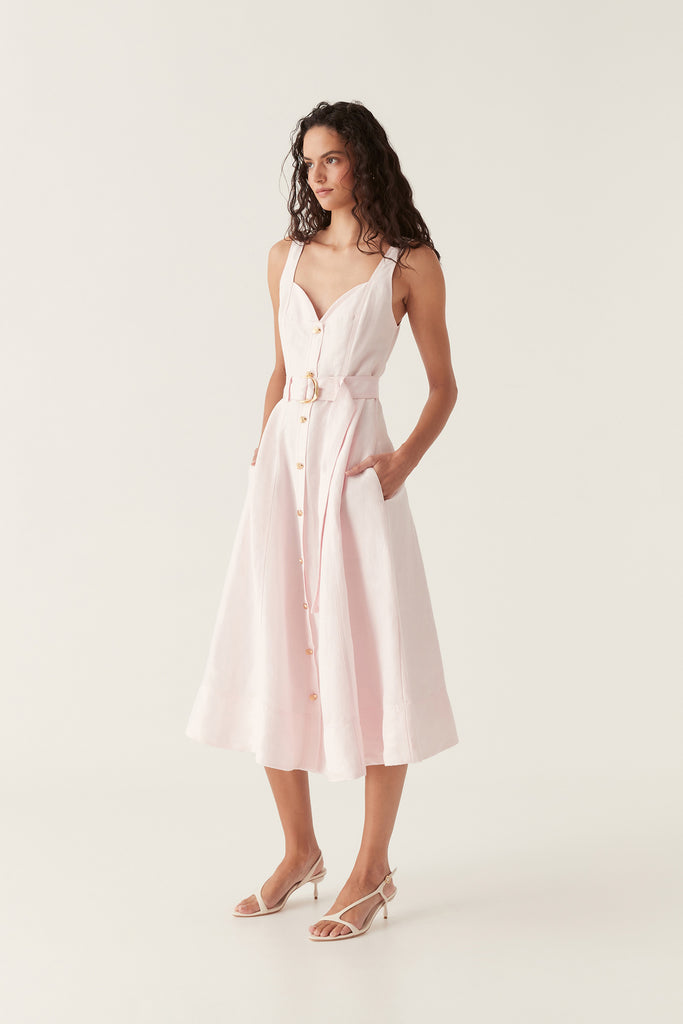 Aj Clay Belted Midi Dress