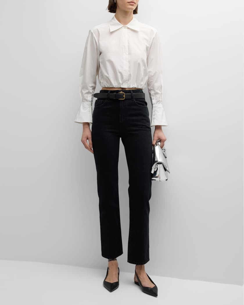 JS Blythe Cotton Poplin Button Up Shirt Top