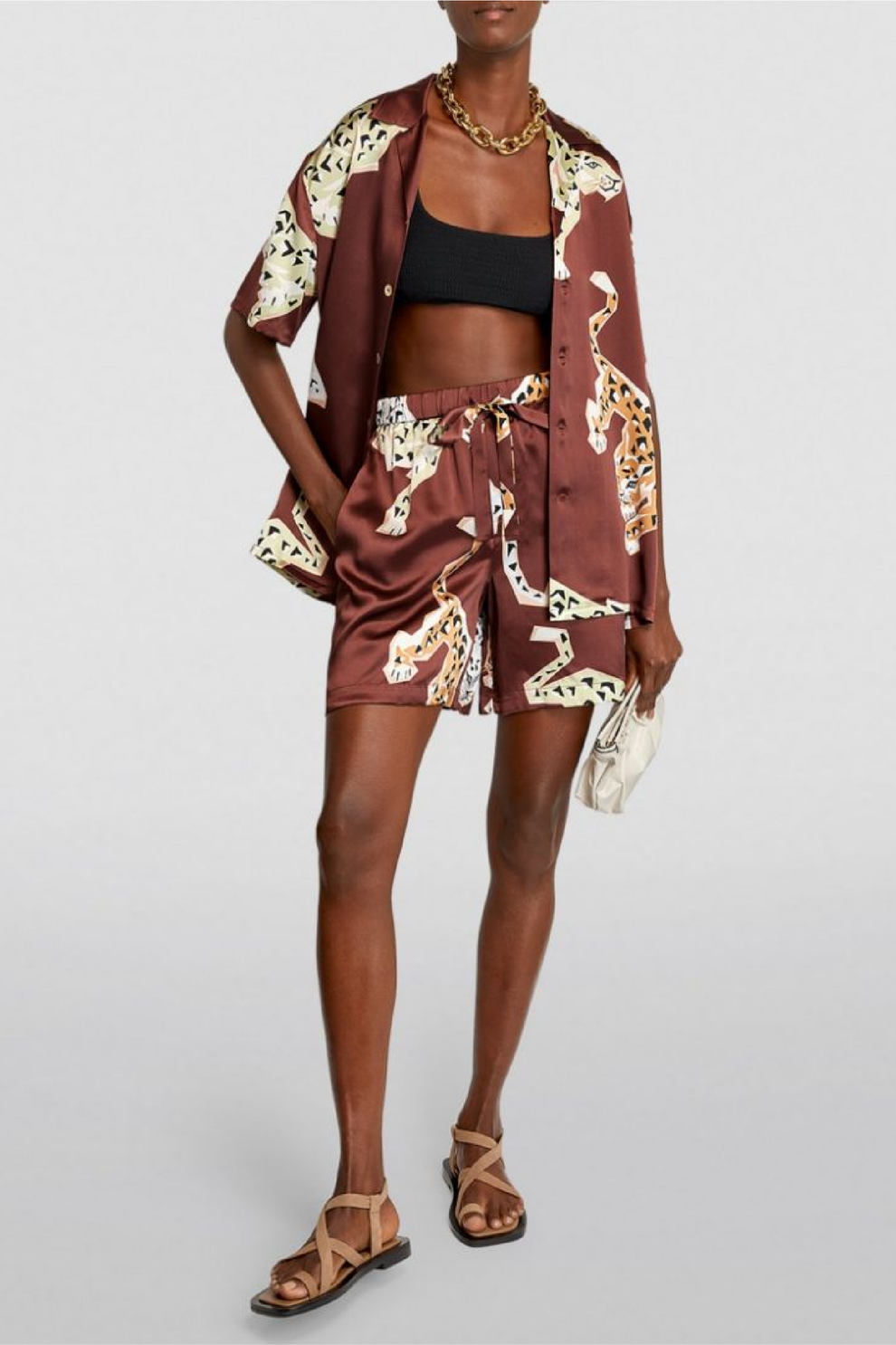 OVH Emeli Luxo Leopard Silk Pajamas Set