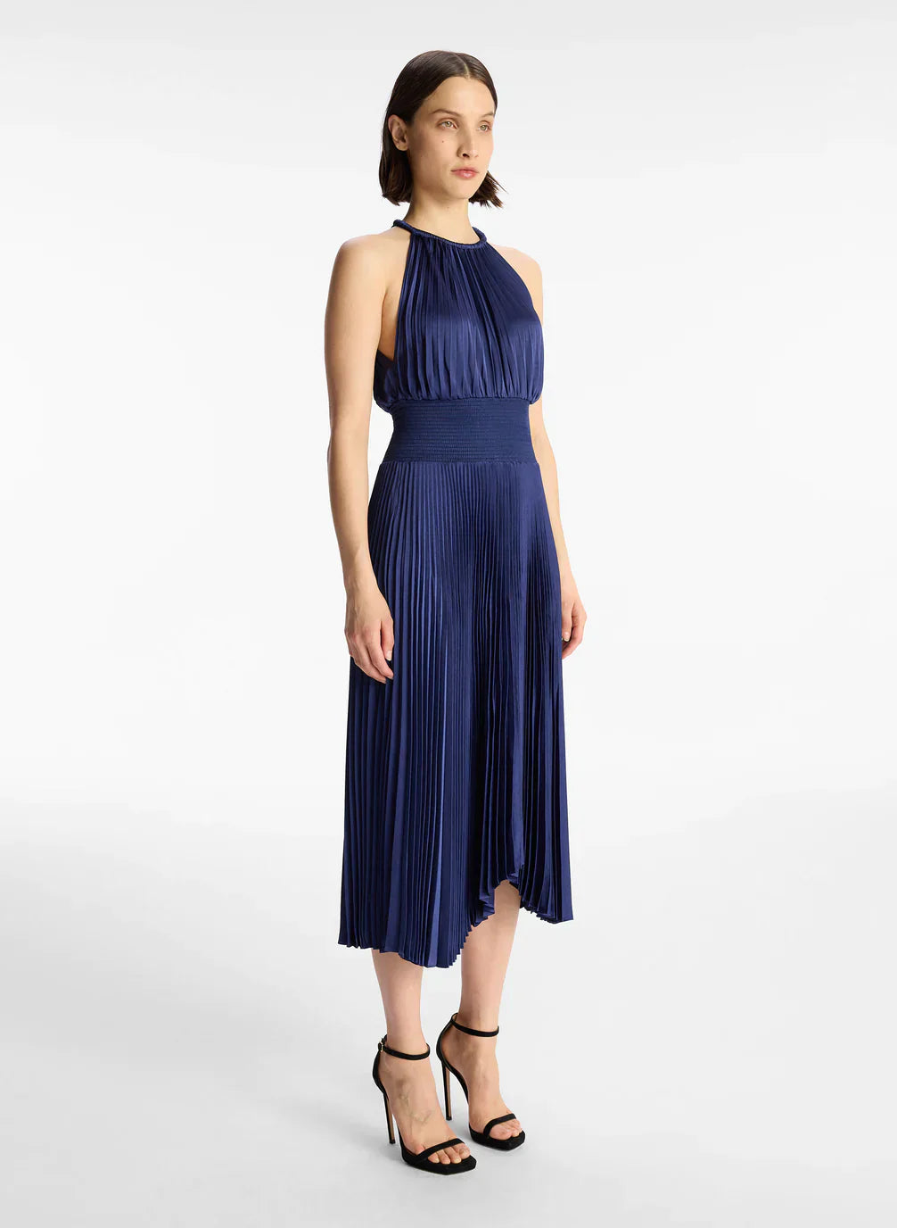 ALC Renzo II Satin Pleated Midi Dress