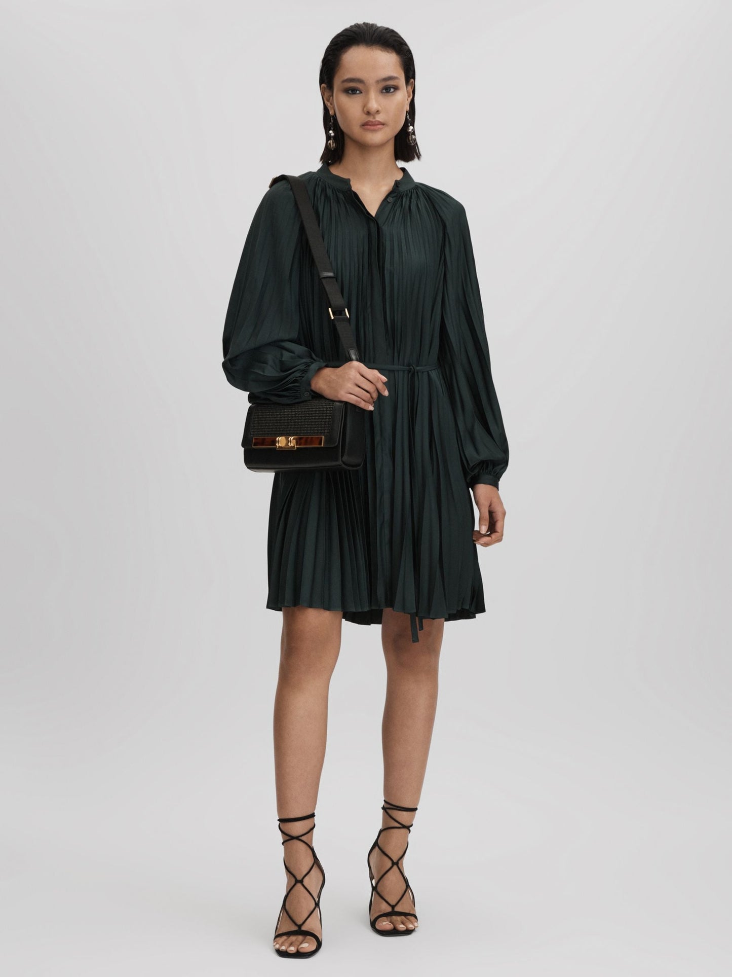 Rss Trina Pleated Belted Mini Dress