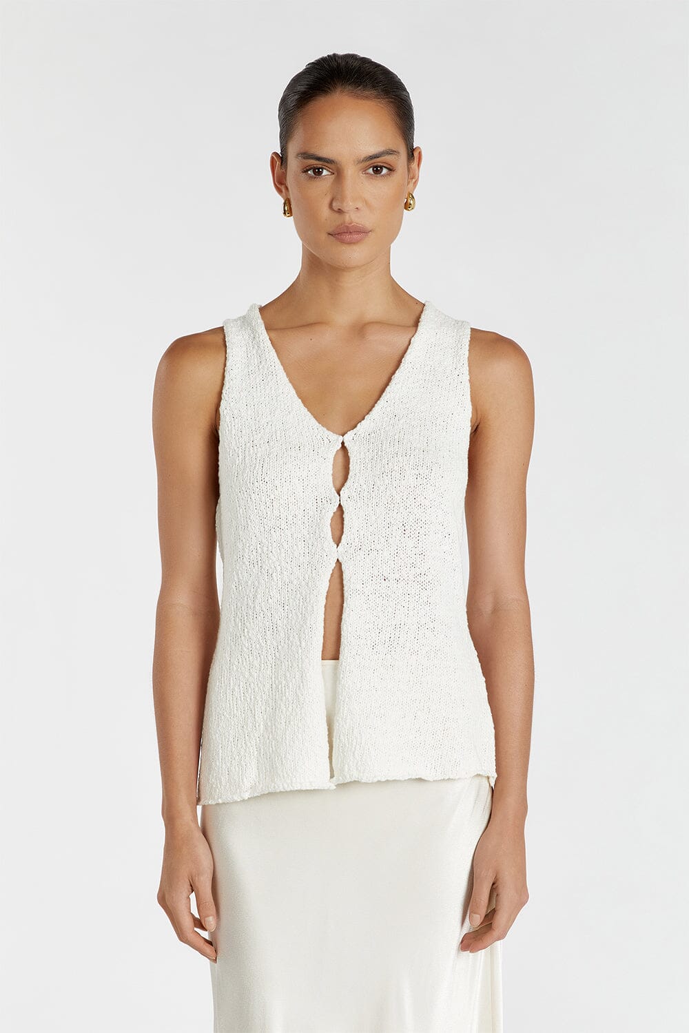 Dssh Dion Off Boucle Knit Vest Jacket