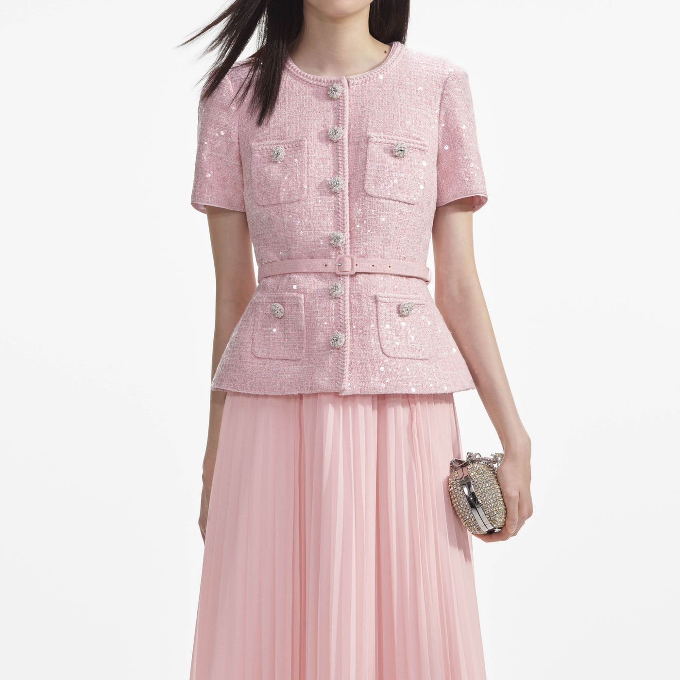 SP Pink Boucle Midi Dress
