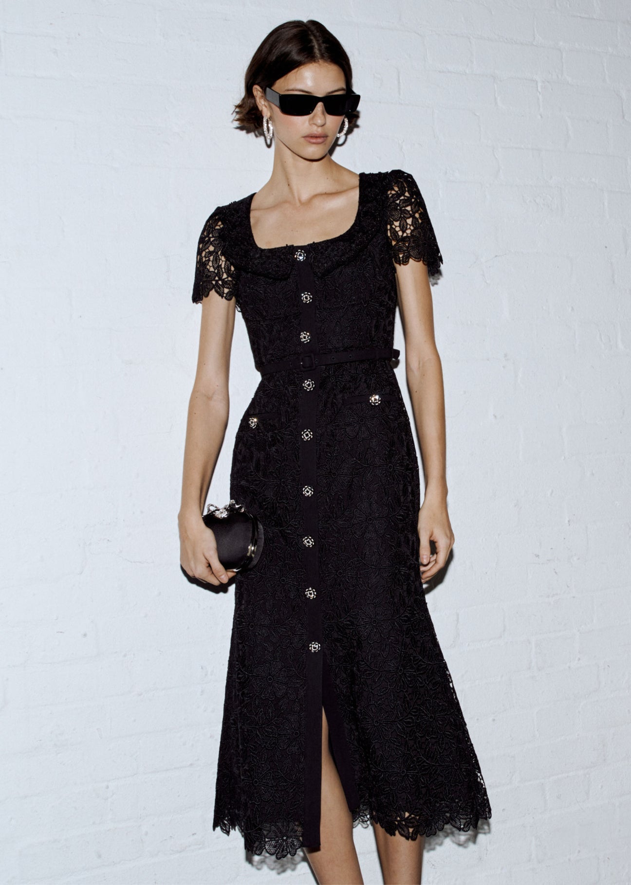 SP Guipure Lace Button Midi Dress