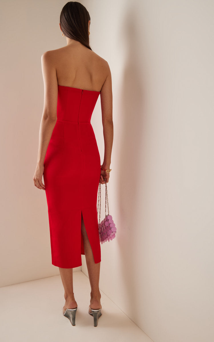 AP Callan Strapless Crepe Midi Dress