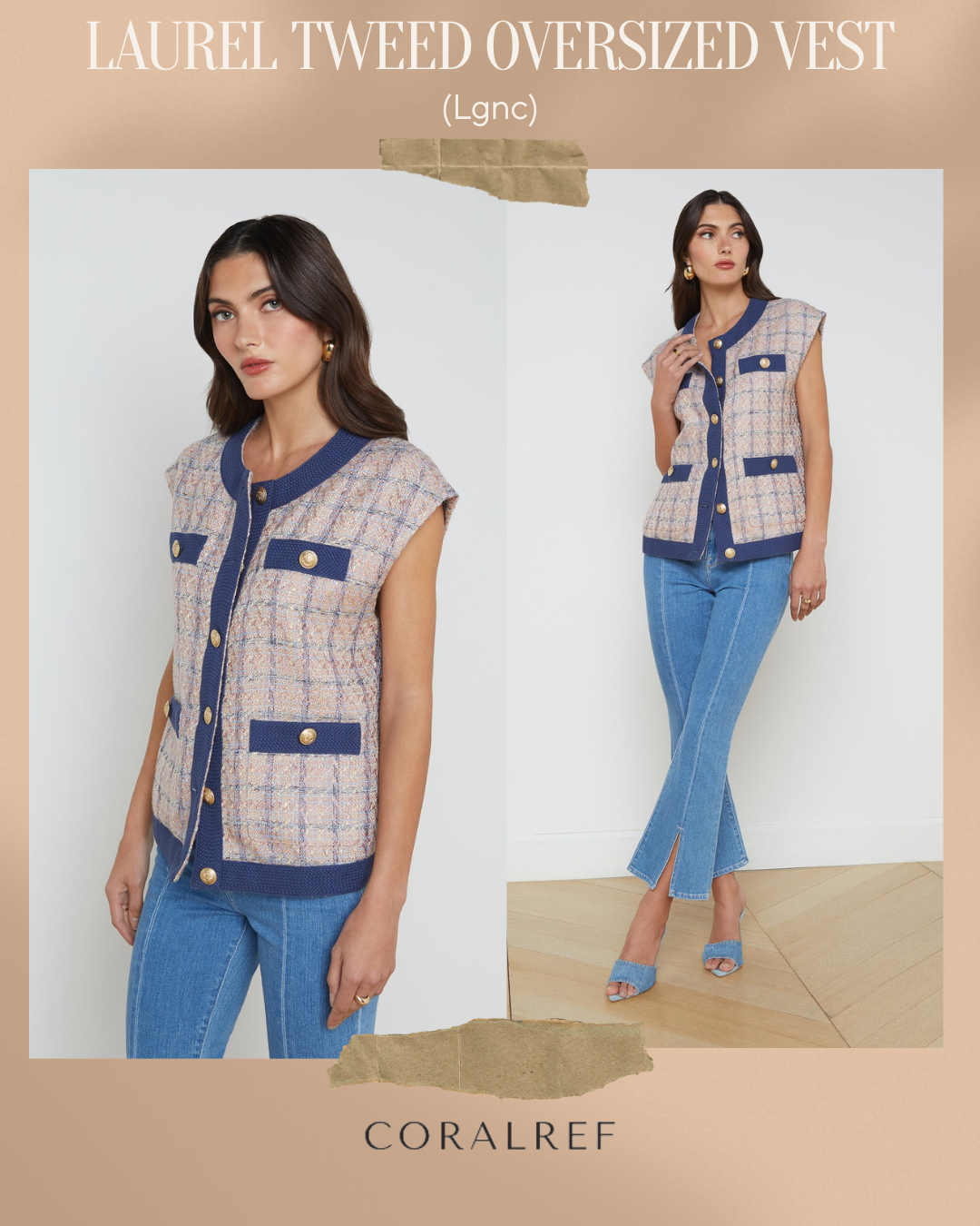 Lgnc Laurel Tweed Oversized Vest