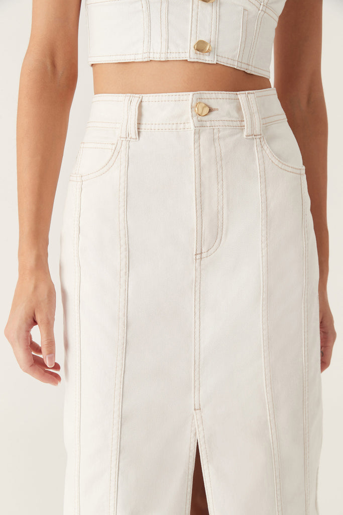 Aj Farley Denim Midi Skirt