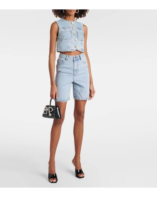 SP Rhinestone Denim Crop Top