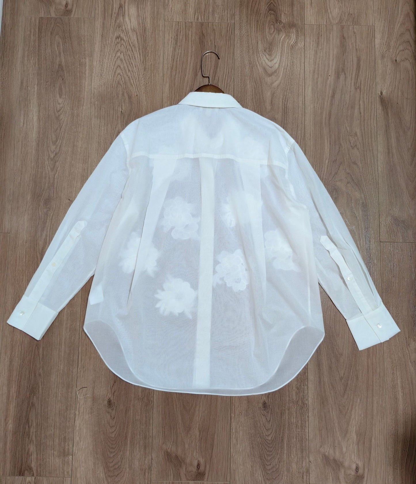 Ortn Lace Flower Sheer Overshirt
