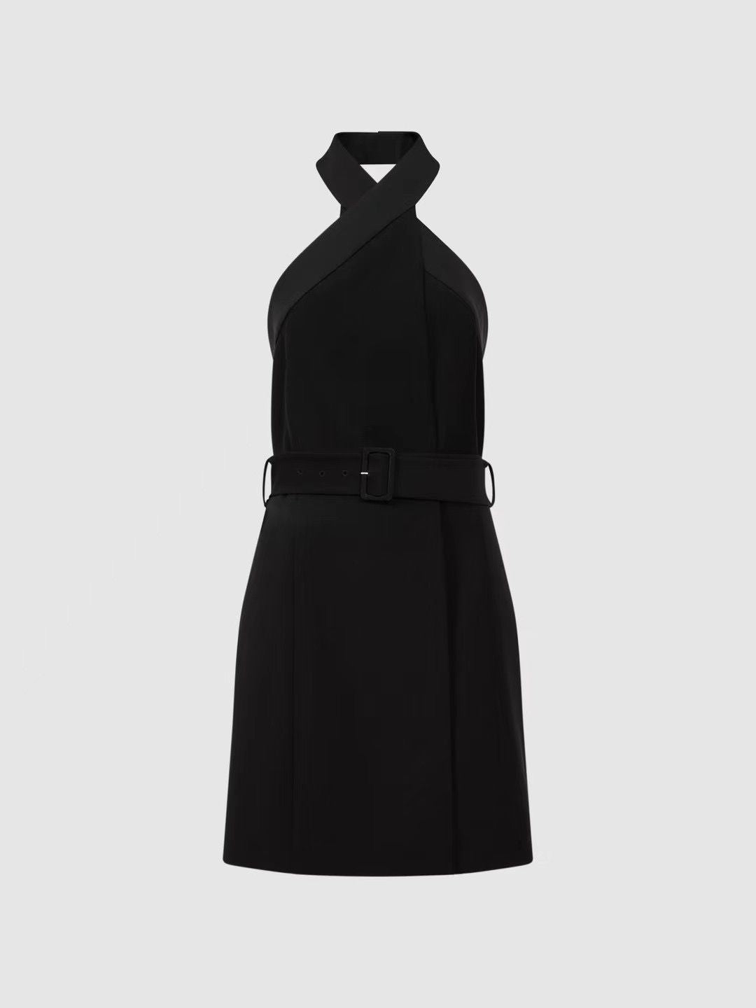 Rss Black Halter Mini Dress