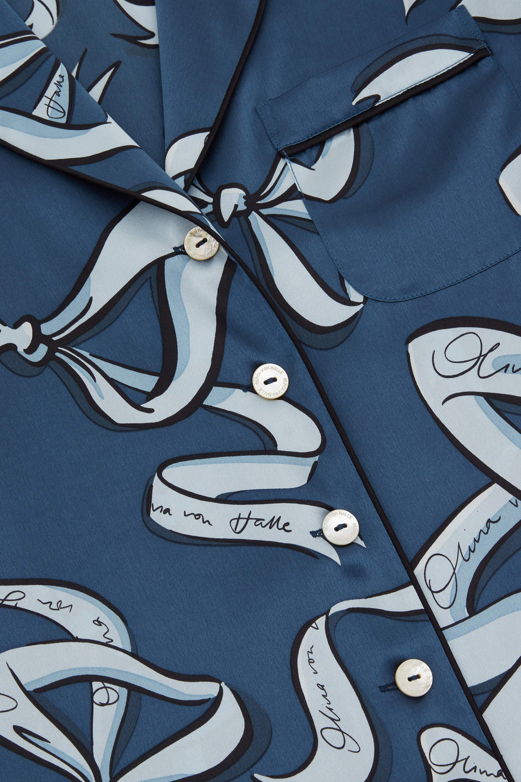 OVH Lila Arran Bow Silk Satin Pajamas Set