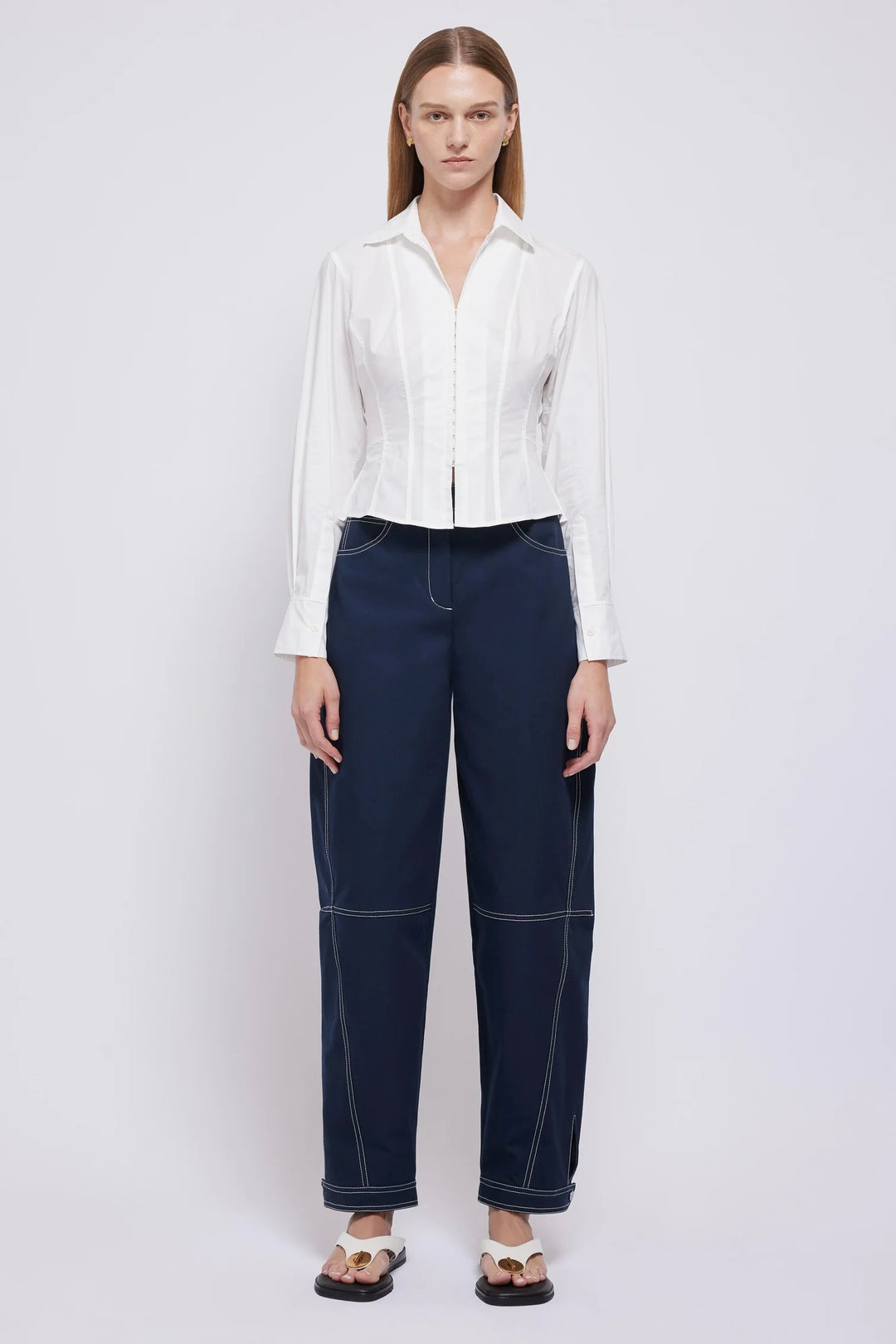 JS Danny Pleated Cotton Blend Shirt