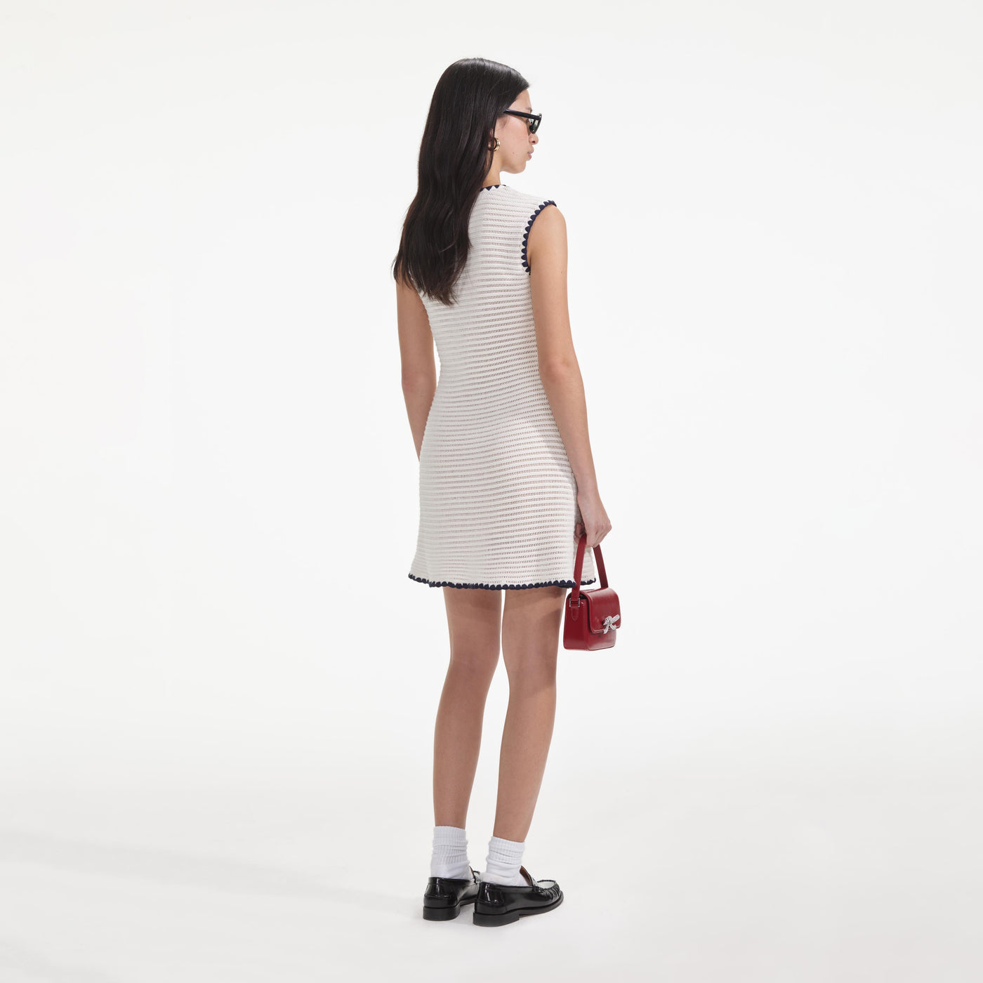 SP Cream Crochet Contrast Trim Mini Dress