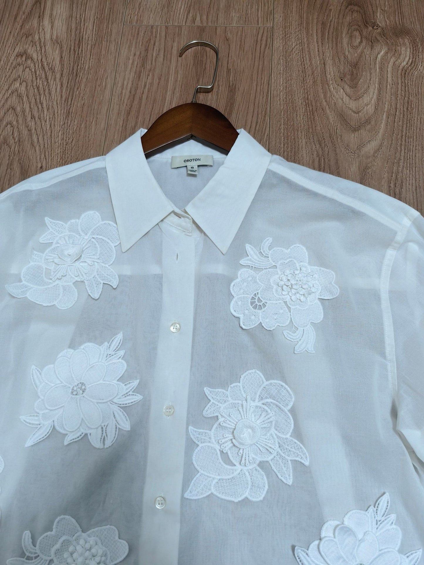 Ortn Lace Flower Sheer Overshirt