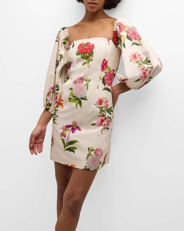 C Montauk Floral Puff Sleeve Mini Dress