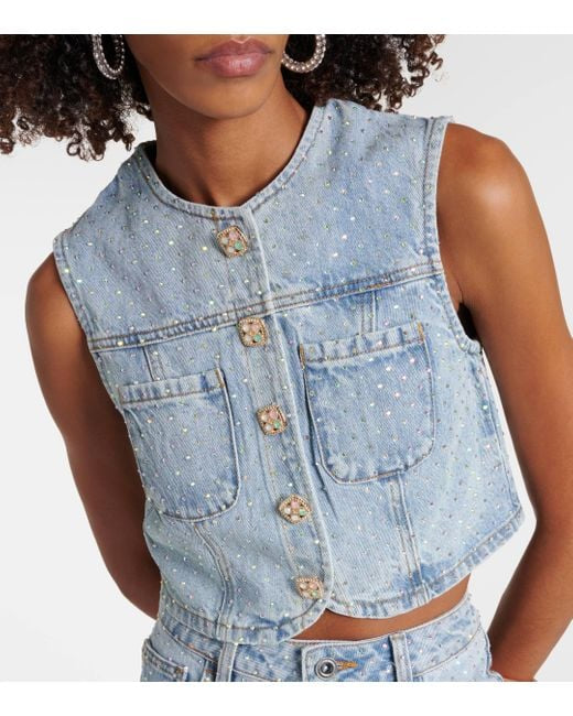 SP Rhinestone Denim Crop Top