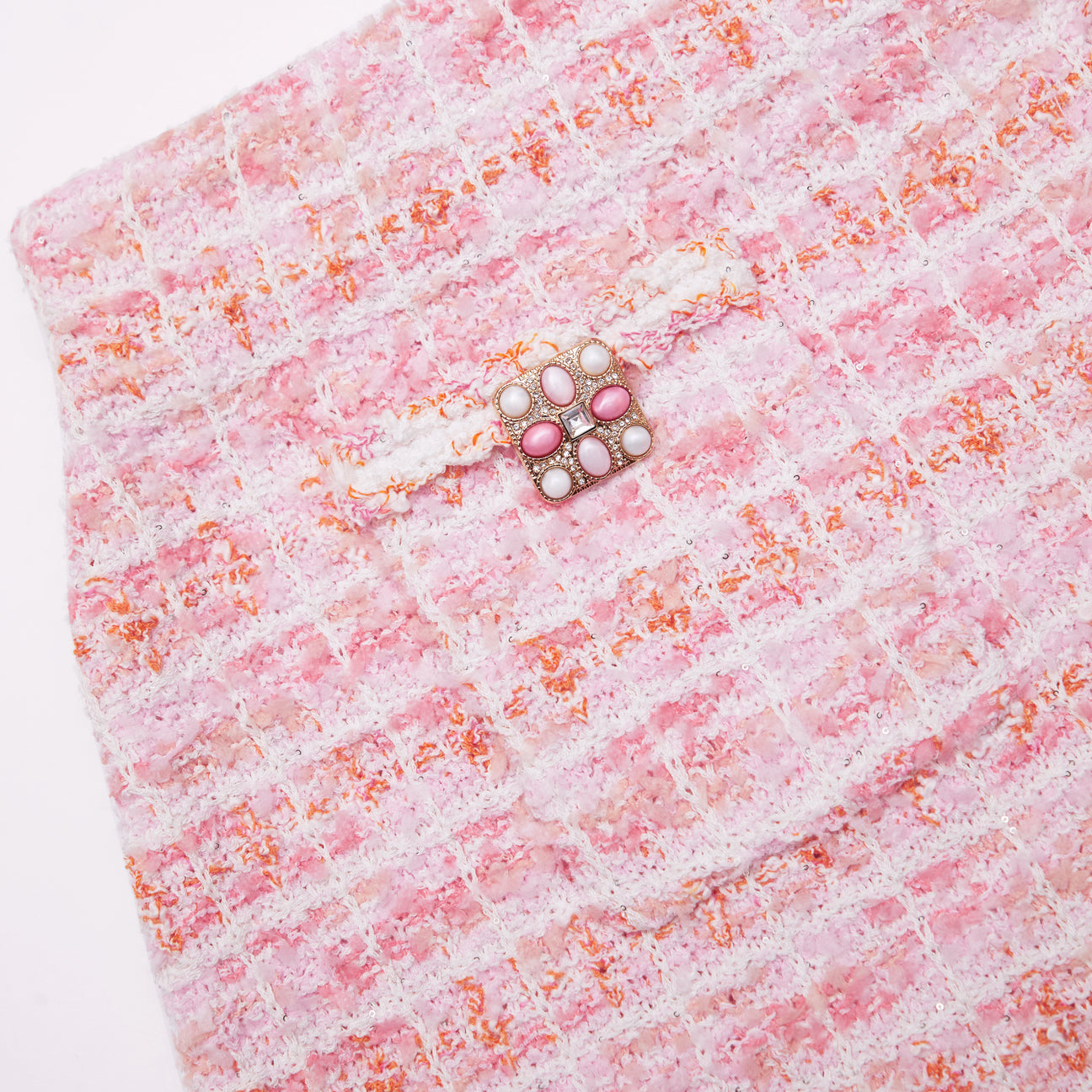 SP Pink Check Knit Cardigan & Mini Skirt Set