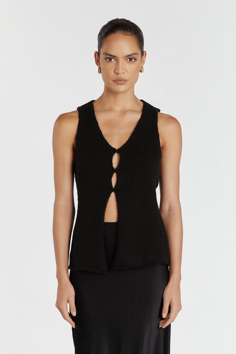 Dssh Dion Off Boucle Knit Vest Jacket