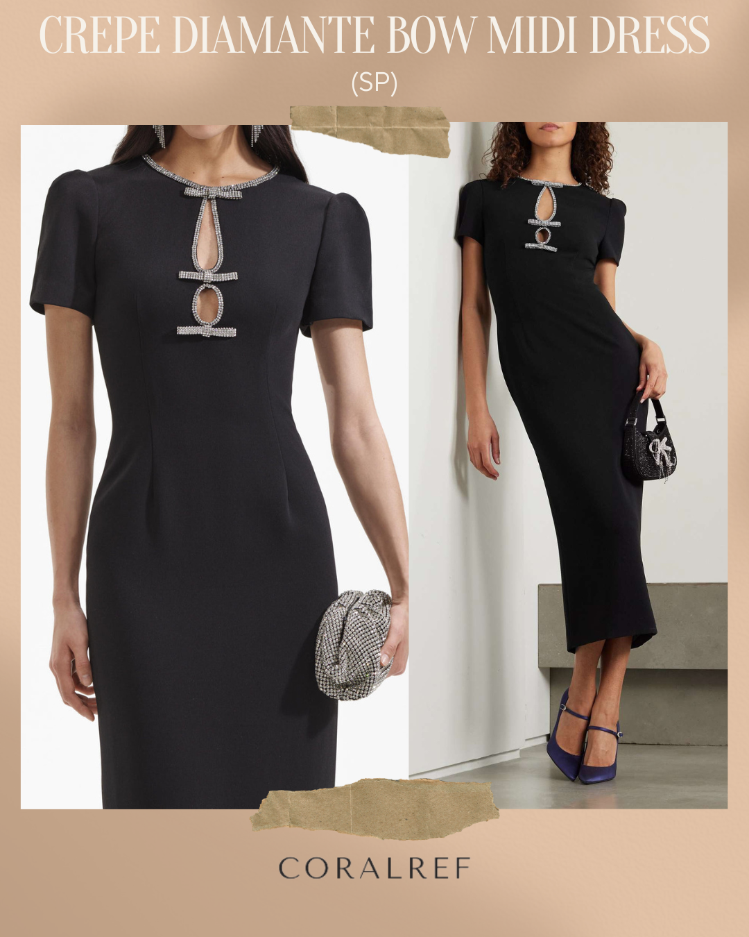 SP Crepe Diamanté Bow Midi Dress