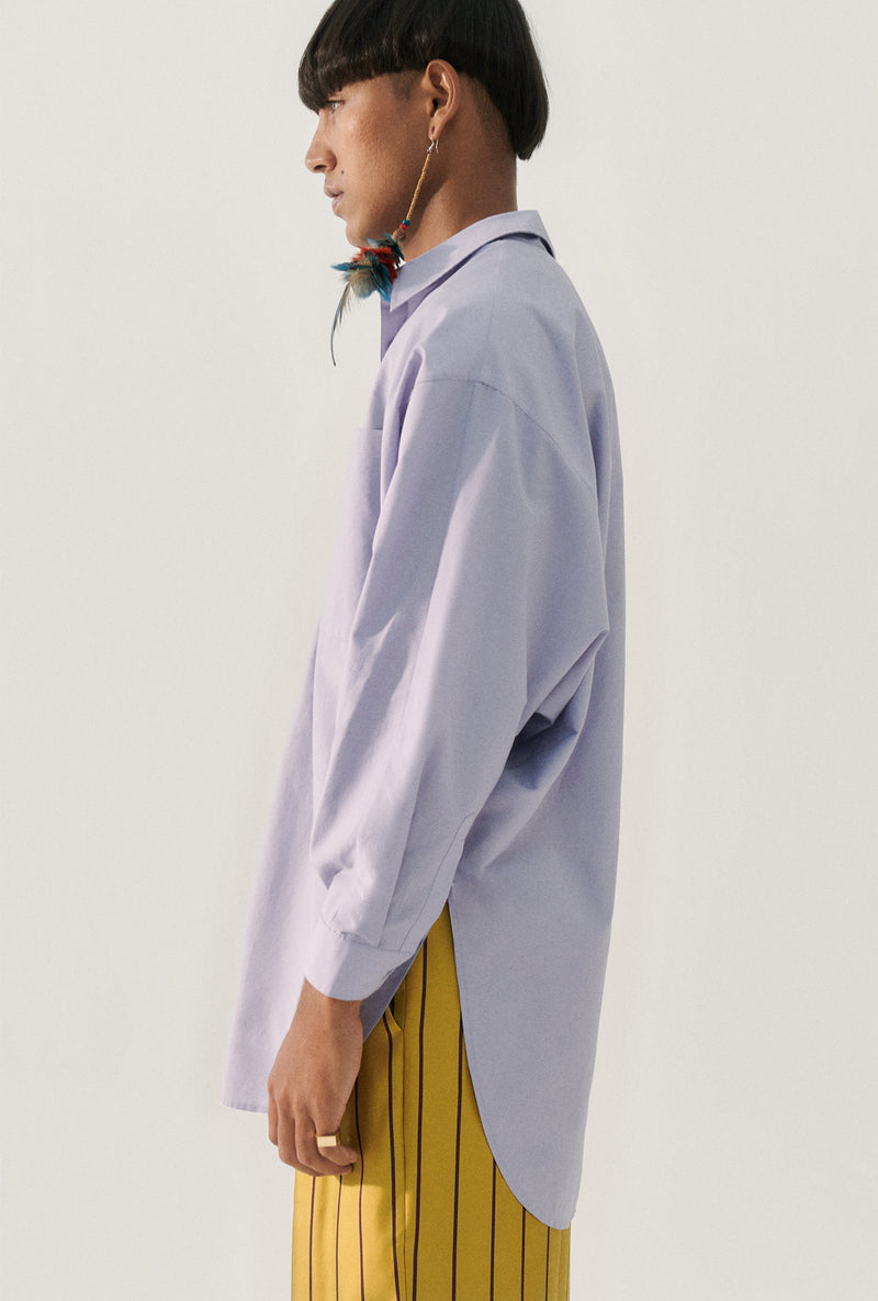 SL Cotton Round Silk Shirt in Lavender