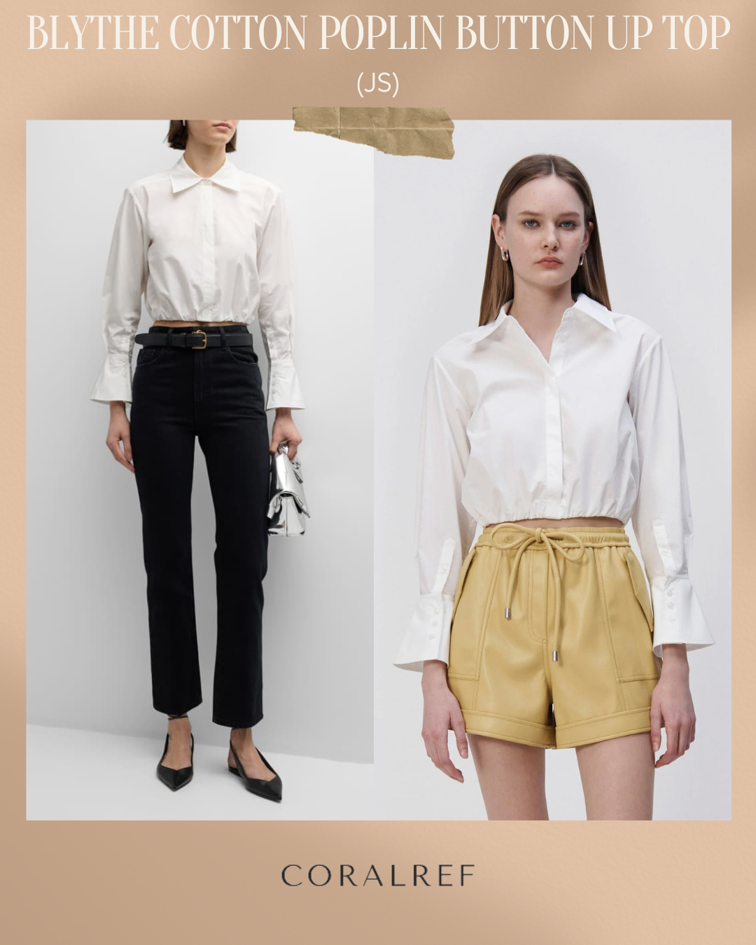 JS Blythe Cotton Poplin Button Up Shirt Top