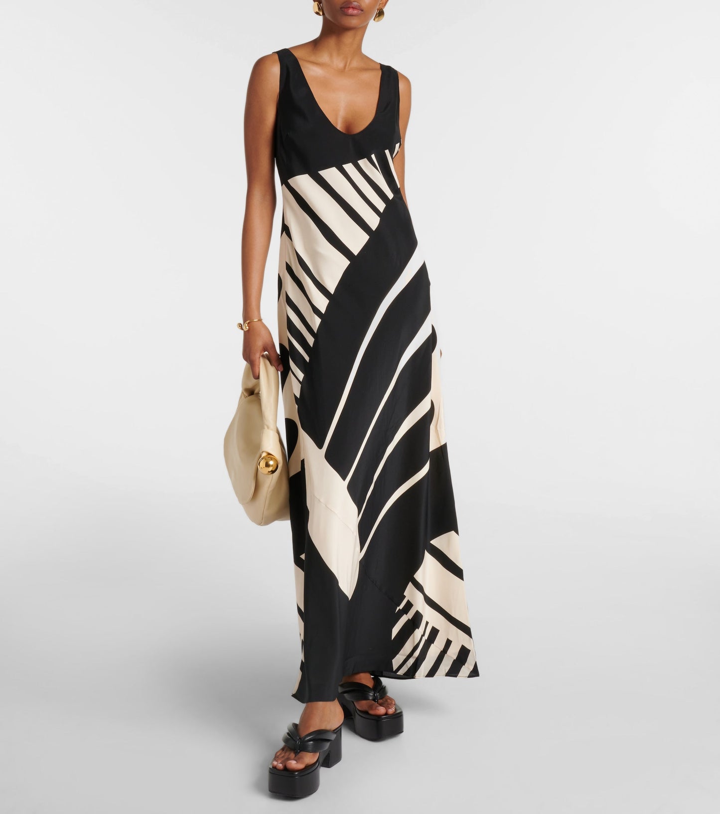 STL Arte Printed Silk Satin Maxi Dress