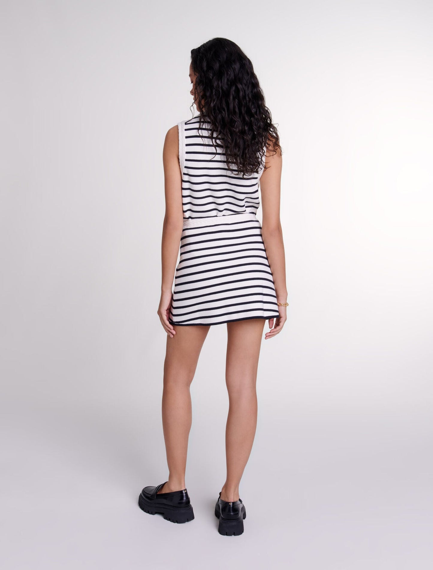Mj Striped Knit Vest Top & Mini Skirt Set