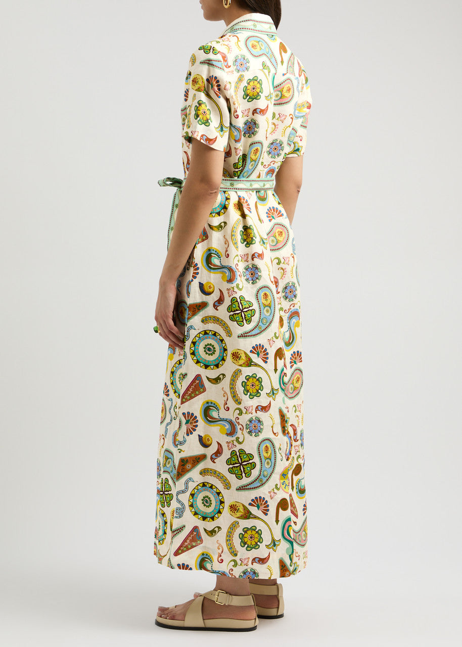 Alms Arcade Linen Midi Shirt Dress