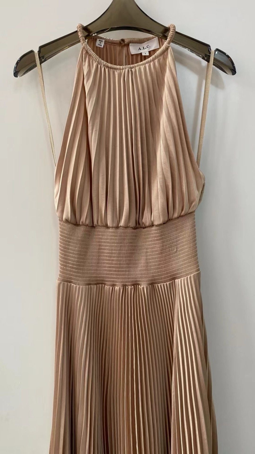 ALC Renzo II Satin Pleated Midi Dress