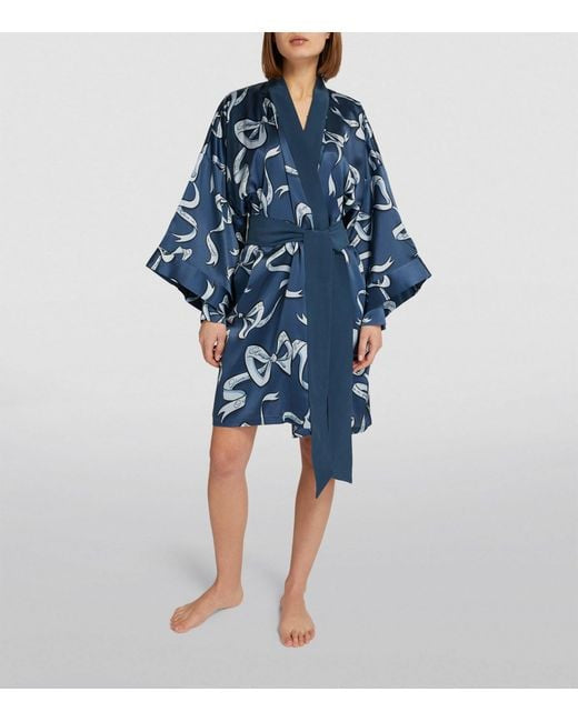 OVH Mimi Arran Blue Bow Silk Satin Robe