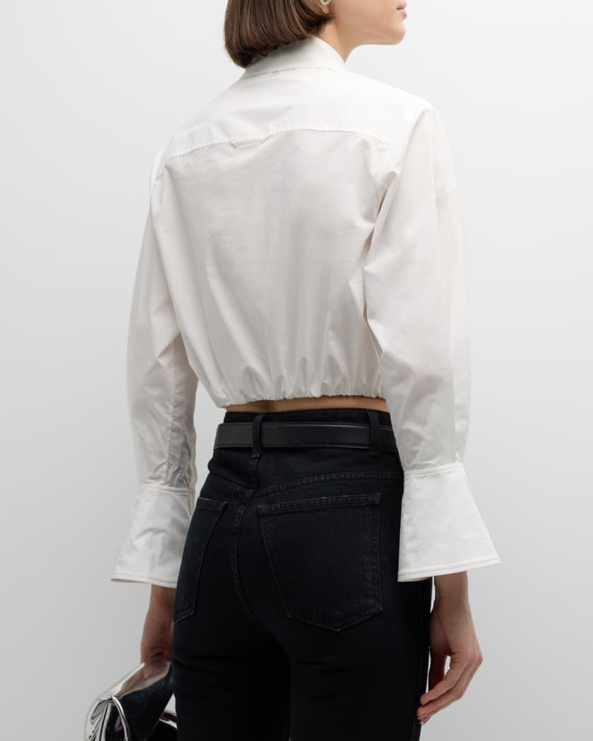 JS Blythe Cotton Poplin Button Up Shirt Top