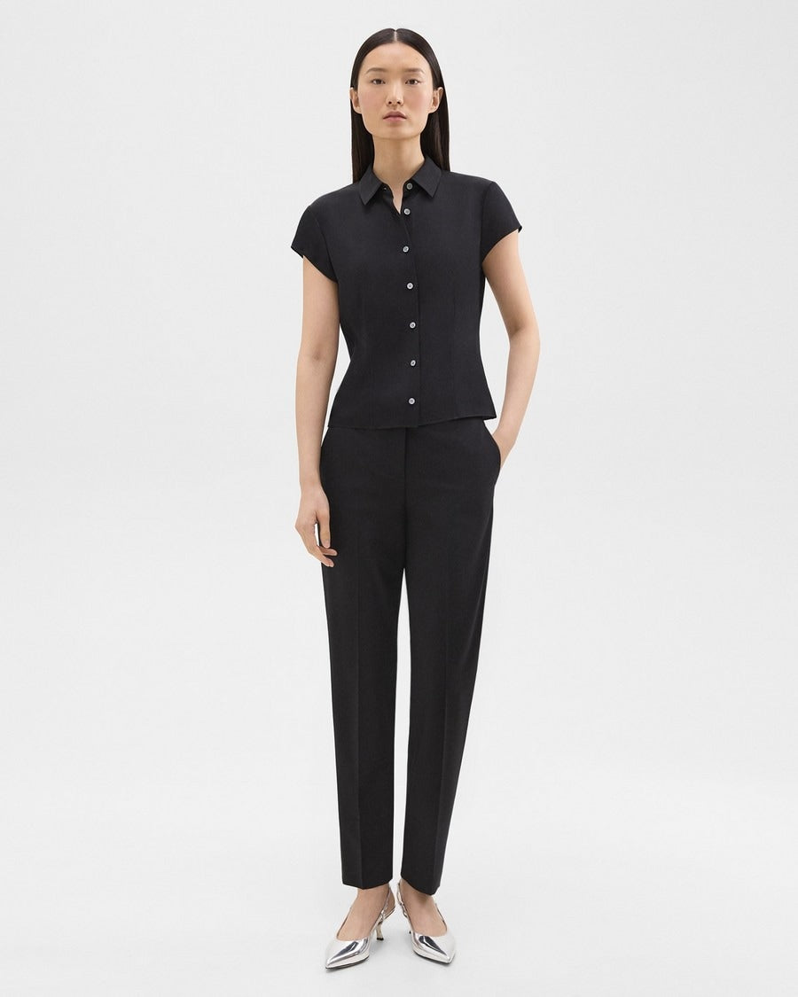 Thry Cap Sleeve Shirt in Silk Georgette