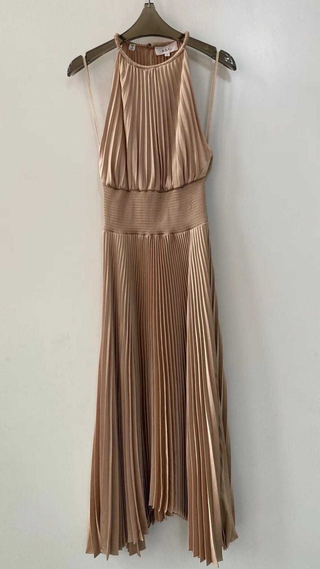 ALC Renzo II Satin Pleated Midi Dress