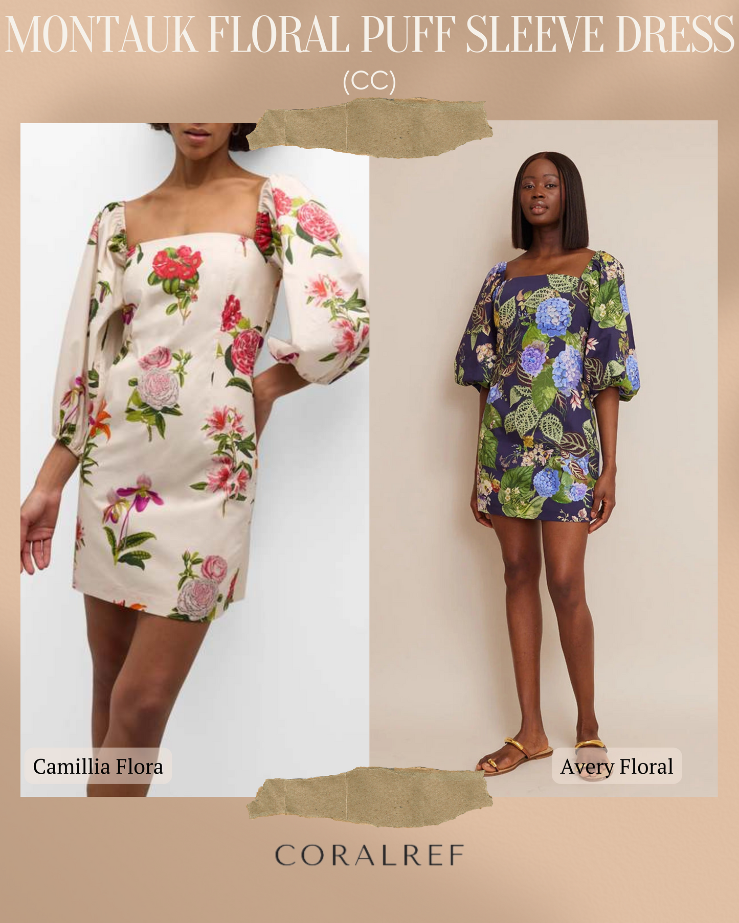 C Montauk Floral Puff Sleeve Mini Dress