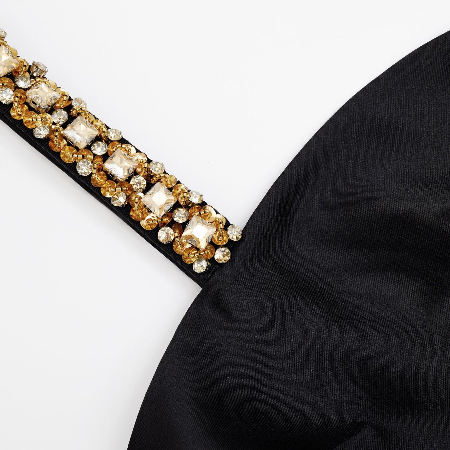 SP Black Taffeta Embellished Mini Dress