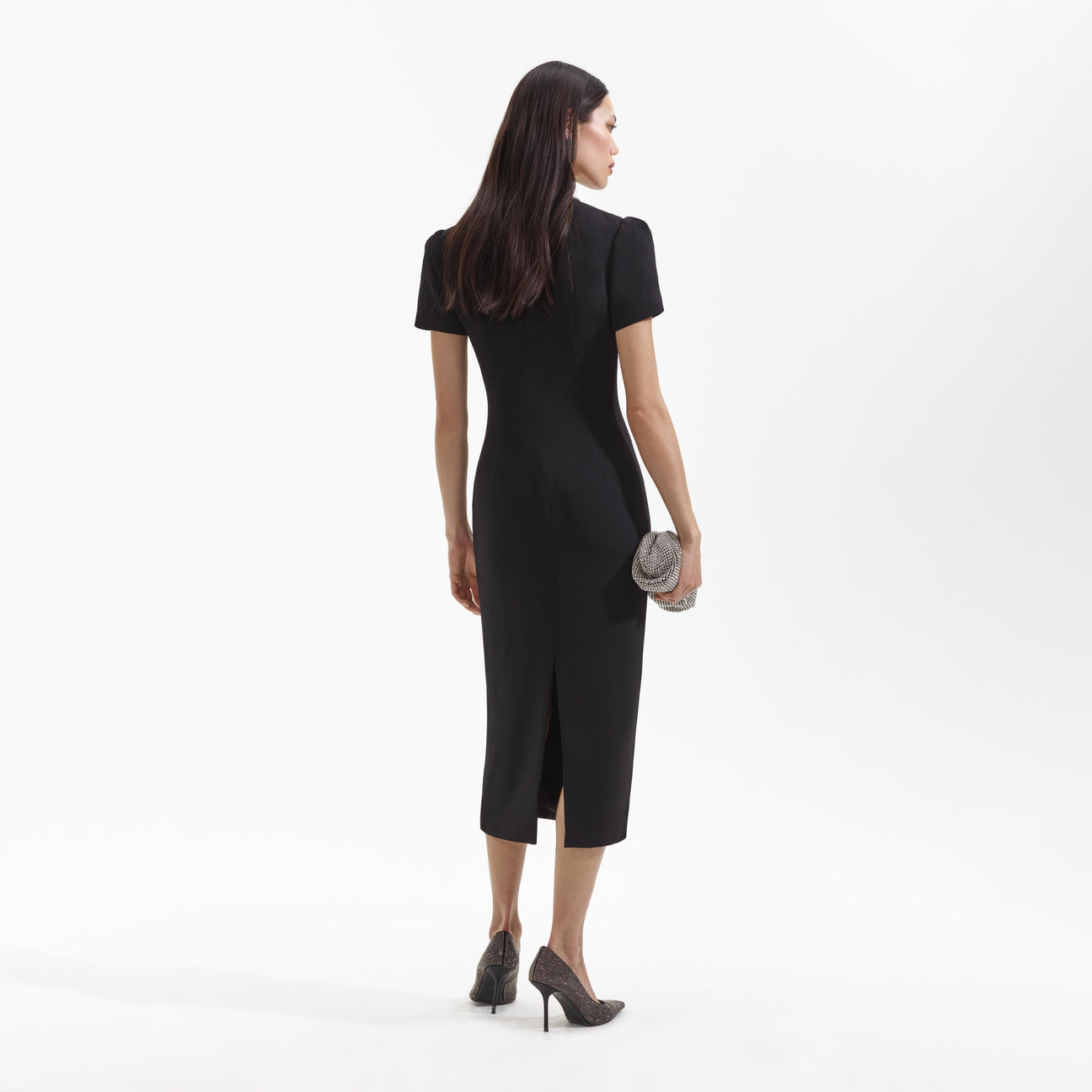 SP Crepe Diamanté Bow Midi Dress