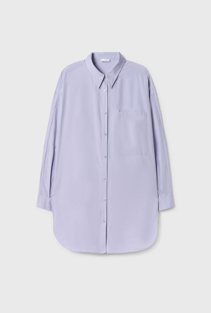SL Cotton Round Silk Shirt in Lavender