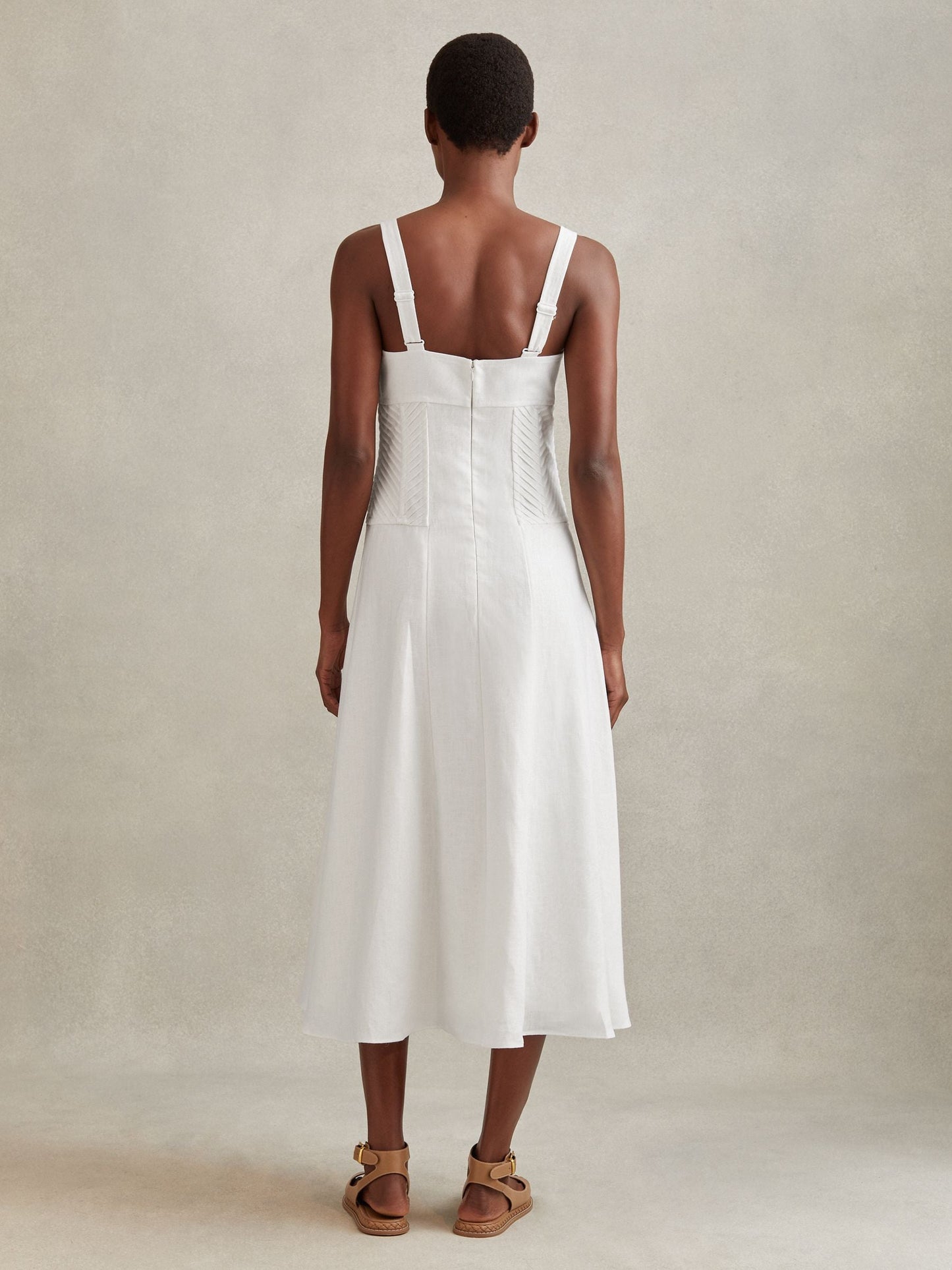 Rss Etta Linen Corset Midi Dress