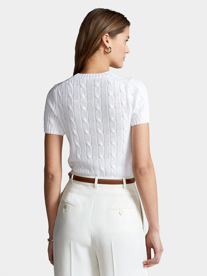 RL Cable Knit Cotton Short Sleeve Sweater