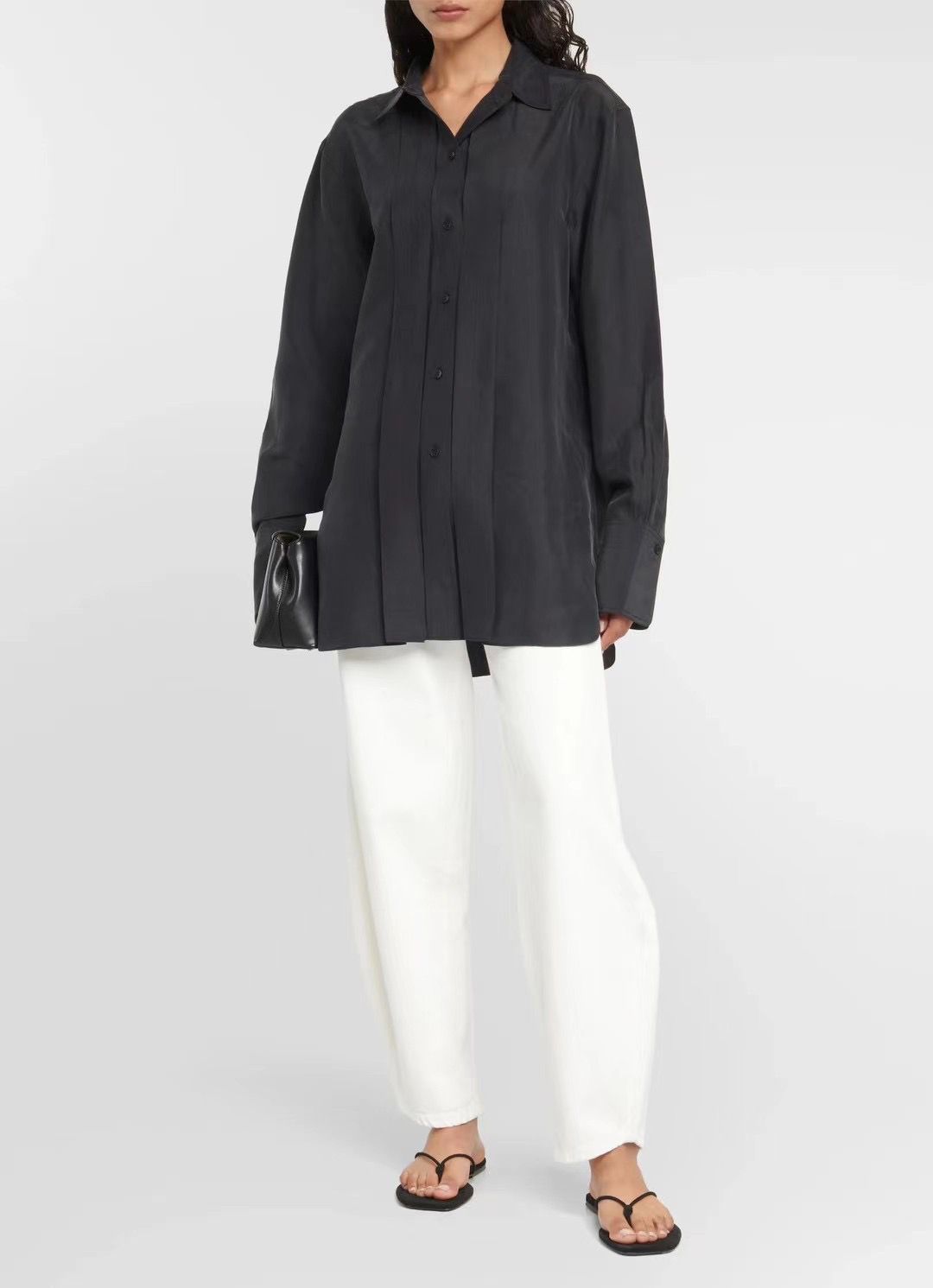 Ttm Pleated Silk Shirt