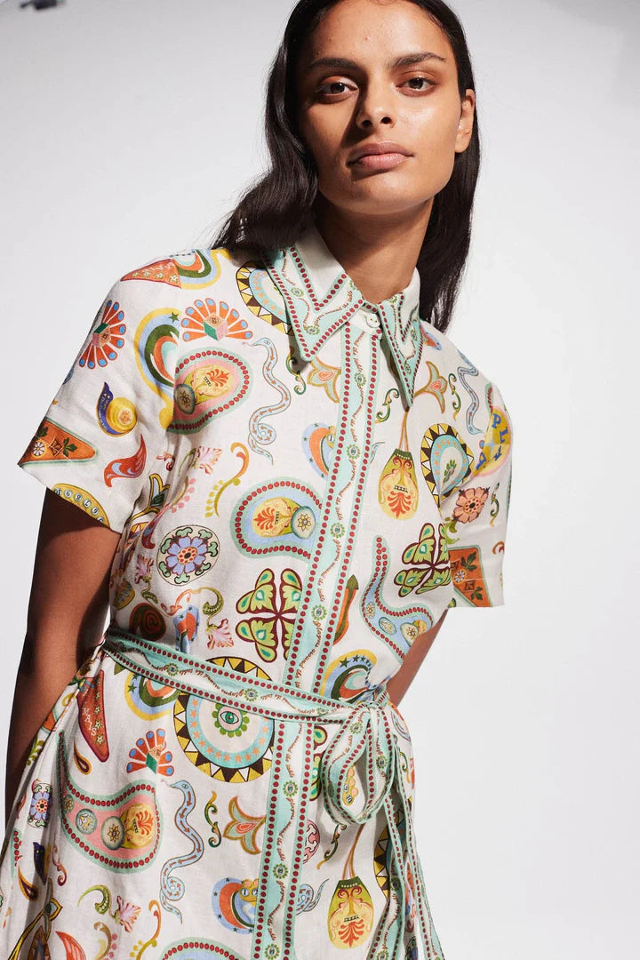 Alms Arcade Linen Midi Shirt Dress