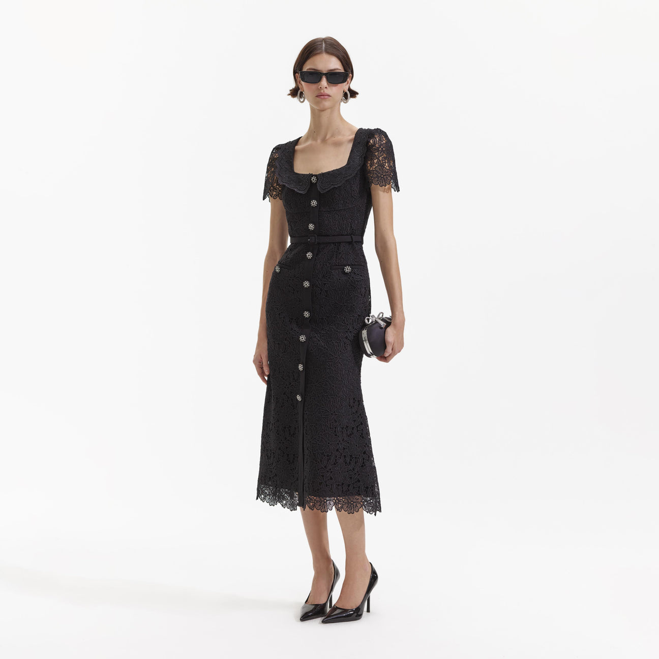 SP Guipure Lace Button Midi Dress