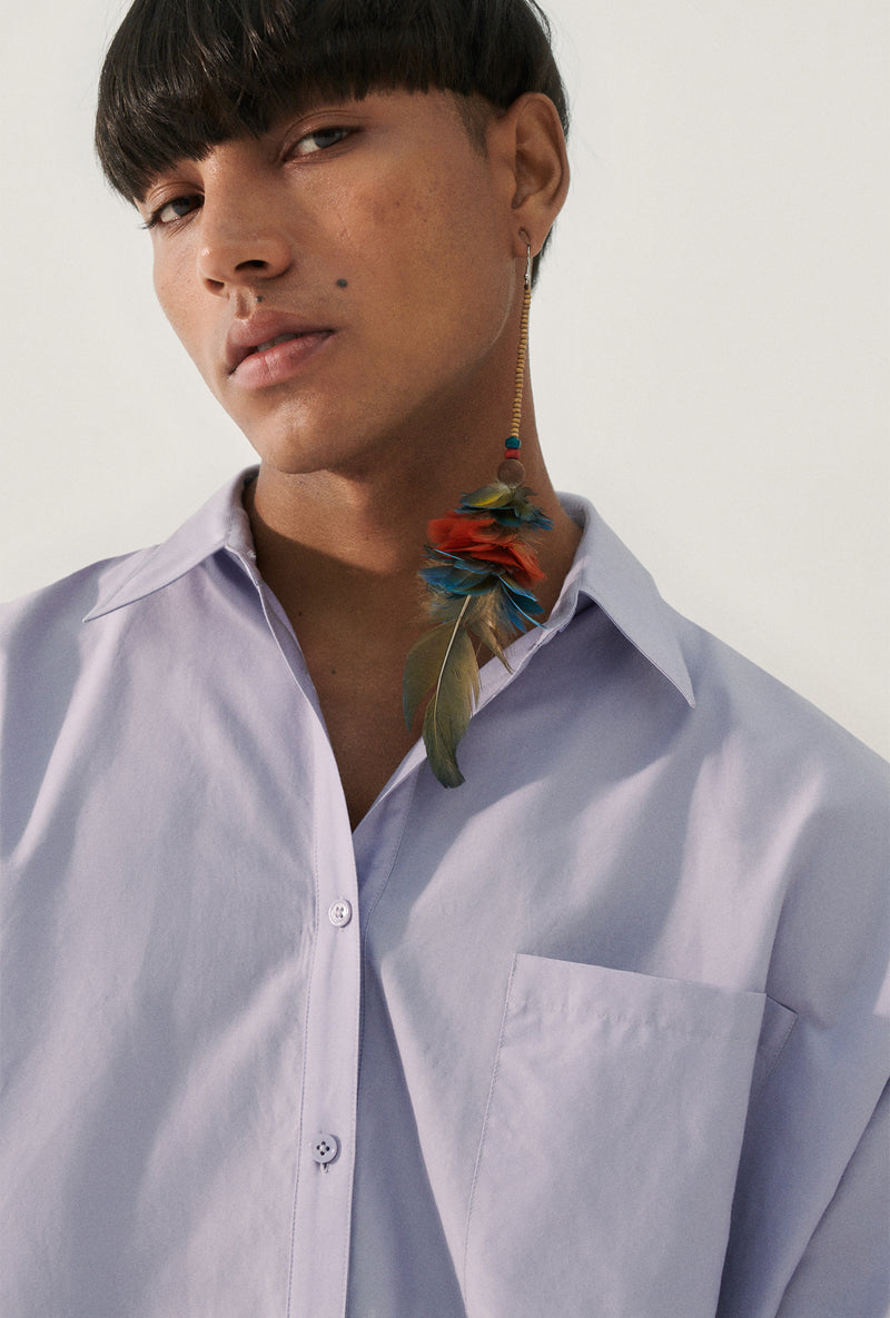 SL Cotton Round Silk Shirt in Lavender