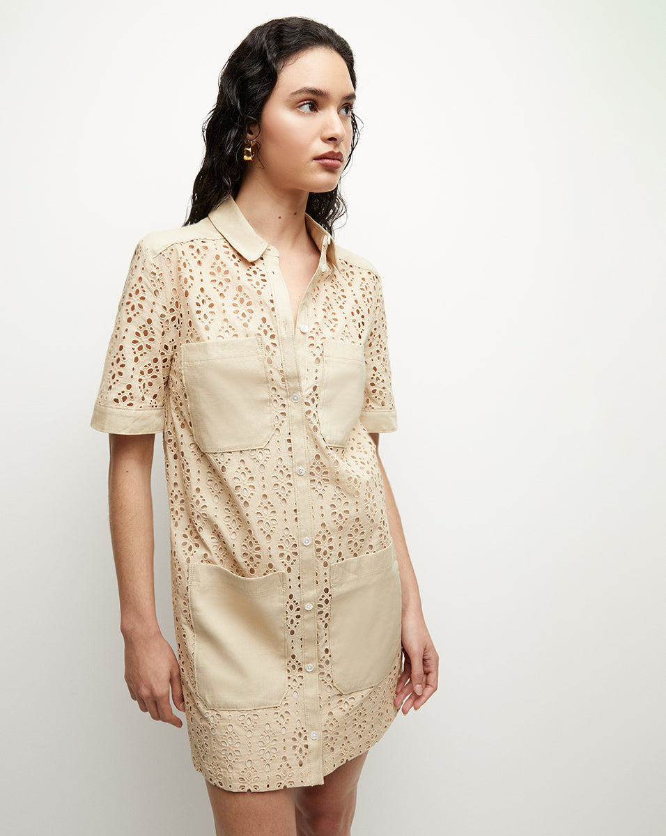 VB Rafaela Cotton Eyelet Mini Shirtdress