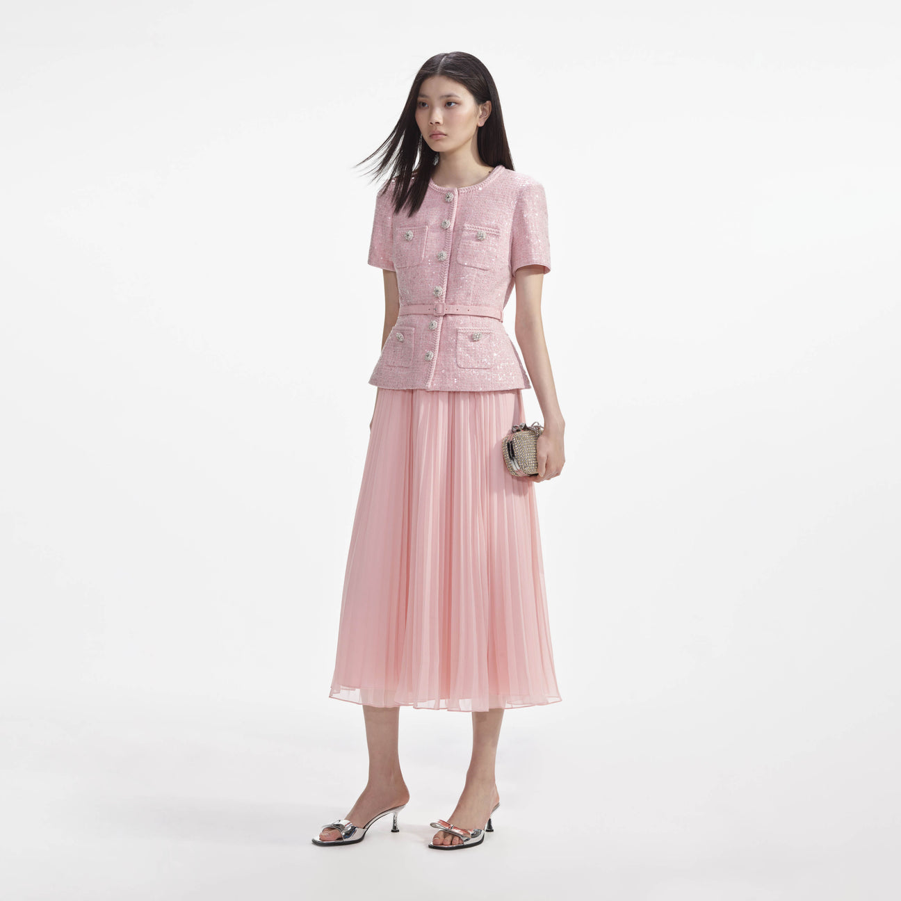 SP Pink Boucle Midi Dress