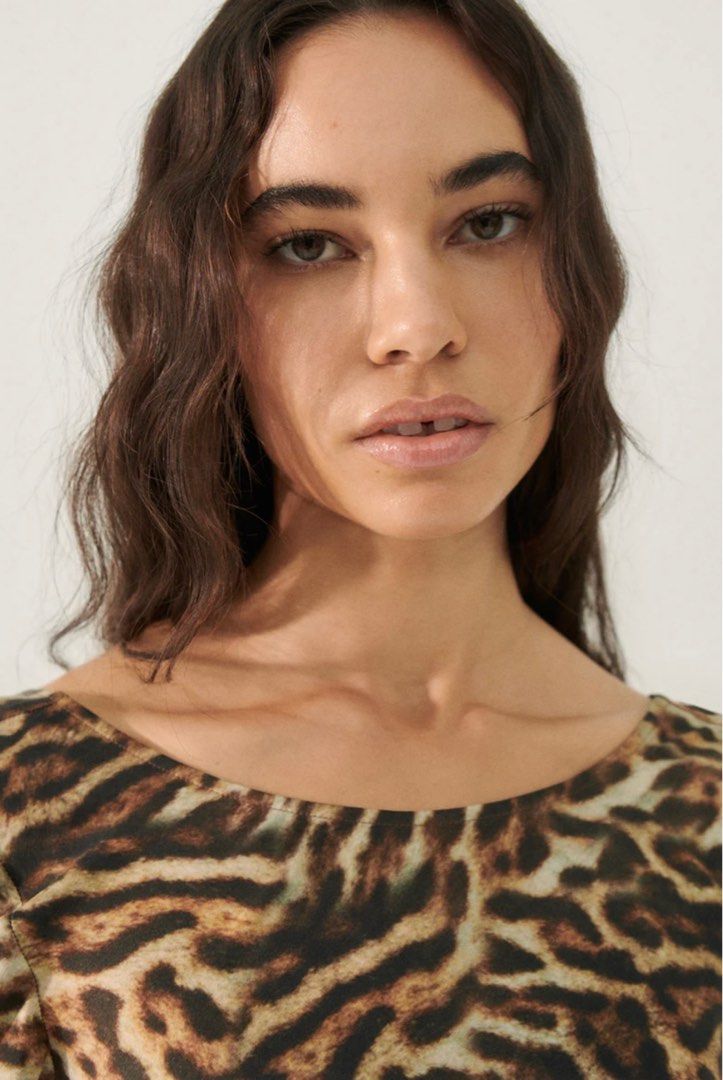 SL Long Sleeve Bias Maxi Dress in Leopard