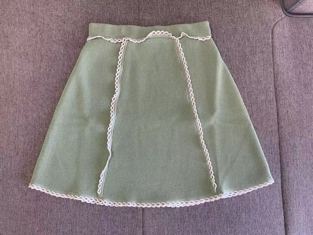 Sndr Knitted Cardigan & A Line Mini Skirt Set