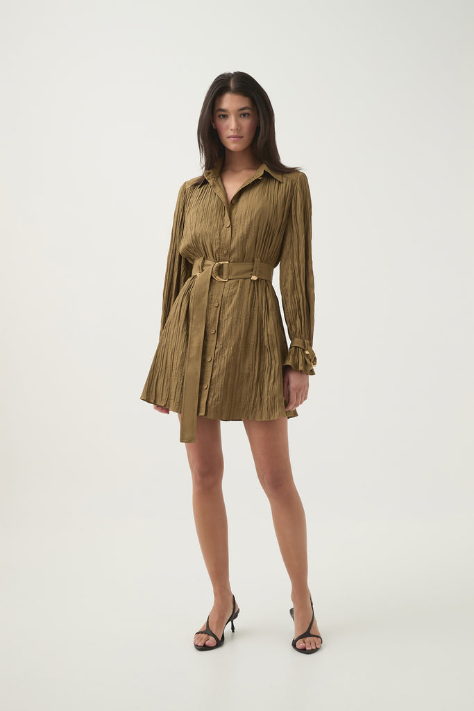Aj Bays Crushed Pleat Mini Dress