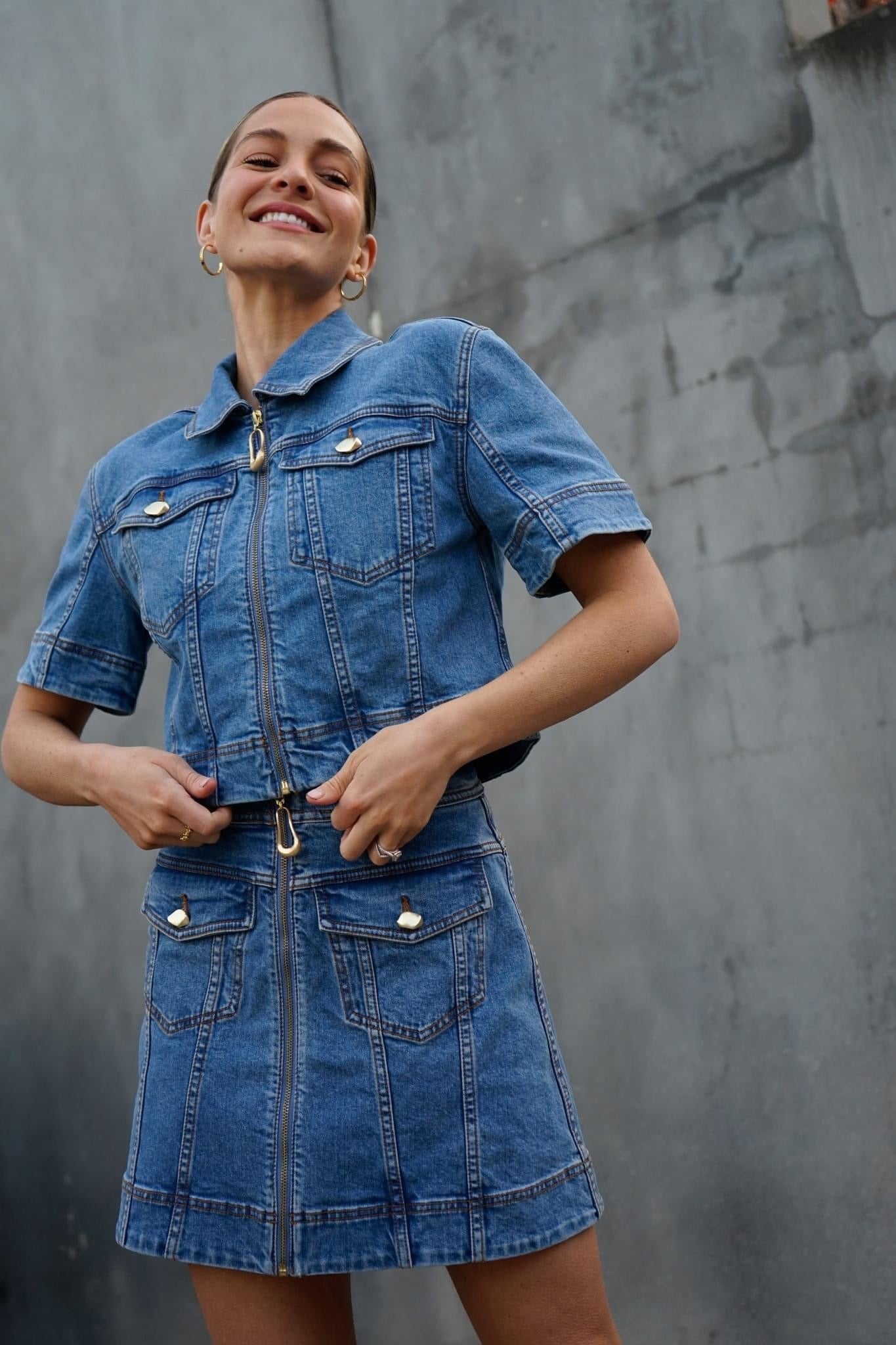 Aj Melody Denim Zip Mini Skirt